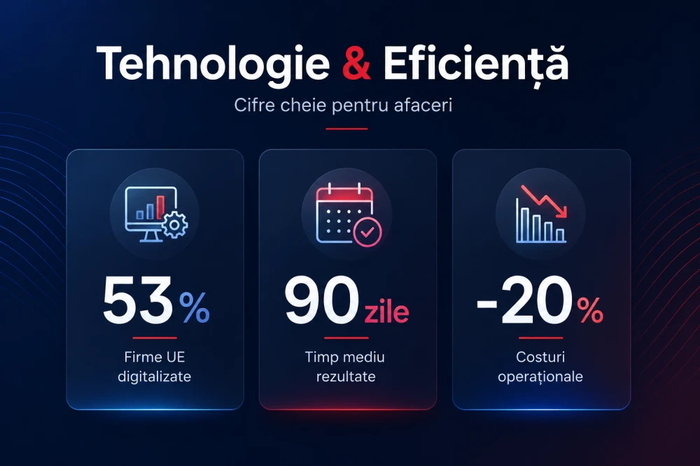 Infografic: date relevante despre impactul și eficiența tehnologiei