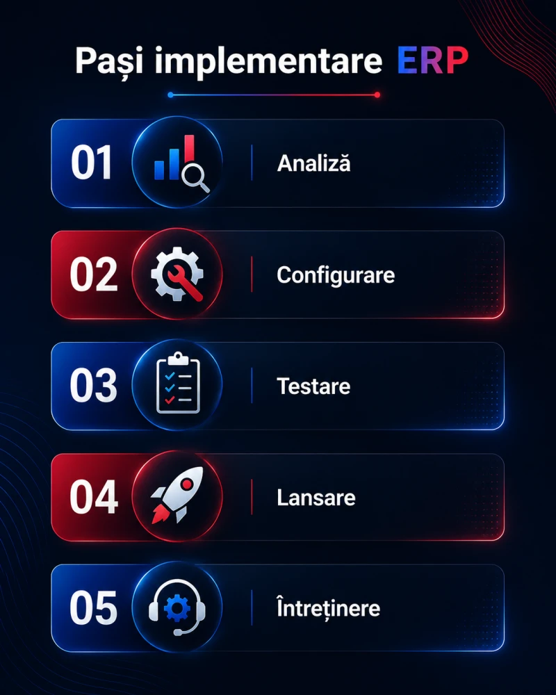Infografic: etapele de implementare a unui sistem ERP