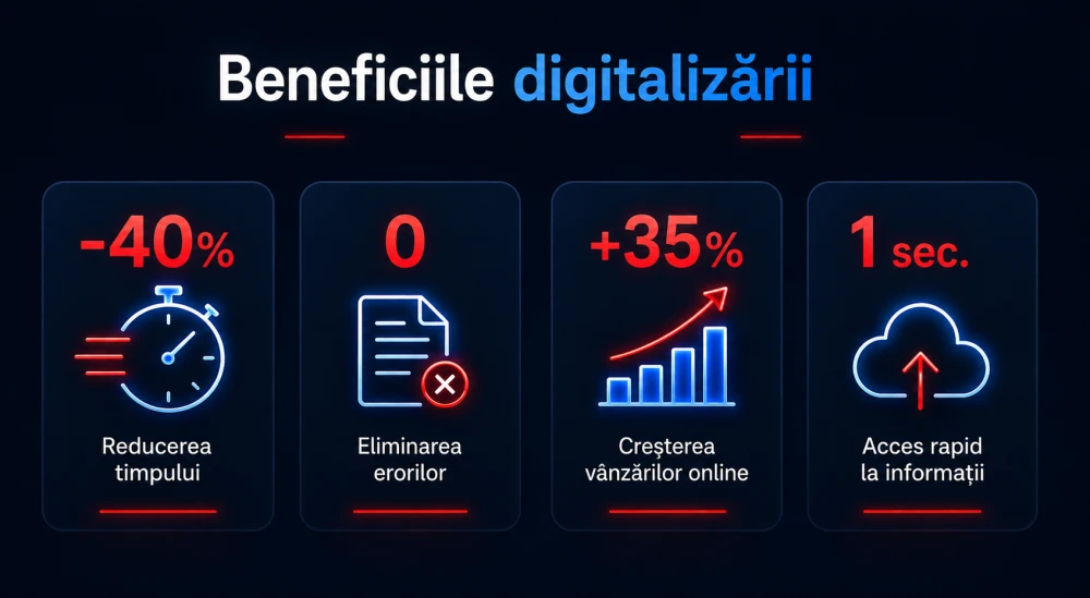 Infografic despre avantajele digitalizării pentru companii