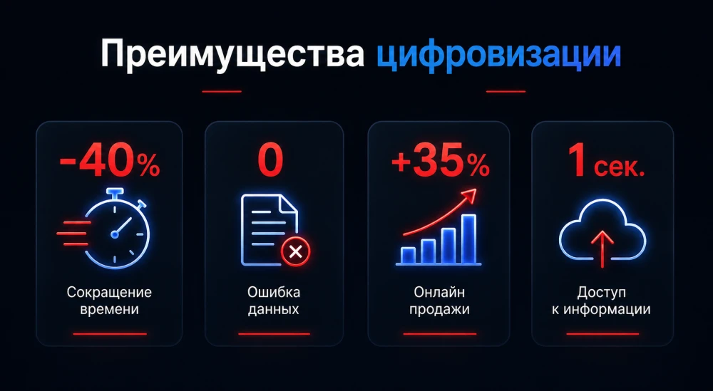 Графическая визуализация наиболее важных результатов, полученных за счет автоматизации процессов управления данными